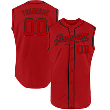 Load image into Gallery viewer, Custom Red Red-Black Authentic Sleeveless Baseball Jersey