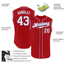Load image into Gallery viewer, Custom Red White-Light Blue Authentic Sleeveless Baseball Jersey