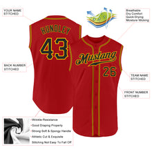 Load image into Gallery viewer, Custom Red Black-Gold Authentic Sleeveless Baseball Jersey