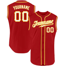 Load image into Gallery viewer, Custom Red White-Gold Authentic Sleeveless Baseball Jersey
