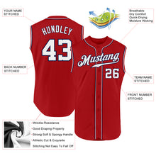 Load image into Gallery viewer, Custom Red White-Navy Authentic Sleeveless Baseball Jersey