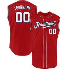 Load image into Gallery viewer, Custom Red White-Navy Authentic Sleeveless Baseball Jersey