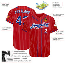 Load image into Gallery viewer, Custom Red White Pinstripe Royal-White Authentic Baseball Jersey