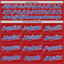 Load image into Gallery viewer, Custom Red White Pinstripe Royal-White Authentic Baseball Jersey