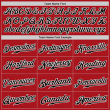 Load image into Gallery viewer, Custom Red Black Pinstripe Black-White Authentic Baseball Jersey