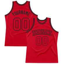 Load image into Gallery viewer, Custom Red Red-Black Authentic Throwback Basketball Jersey