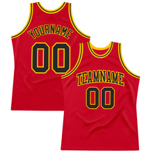 Load image into Gallery viewer, Custom Red Black-Gold Authentic Throwback Basketball Jersey
