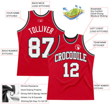 Load image into Gallery viewer, Custom Red White-Black Authentic Throwback Basketball Jersey