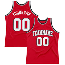 Load image into Gallery viewer, Custom Red White-Black Authentic Throwback Basketball Jersey
