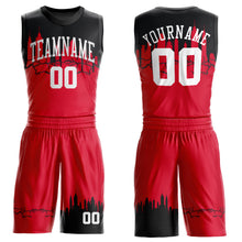 Load image into Gallery viewer, Custom Red White-Black Round Neck Sublimation Basketball Suit Jersey