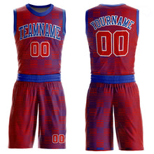 Load image into Gallery viewer, Custom Red Red-Royal Round Neck Sublimation Basketball Suit Jersey