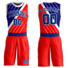 Load image into Gallery viewer, Custom Red Royal-White Round Neck Sublimation Basketball Suit Jersey