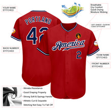 Load image into Gallery viewer, Custom Red White-Navy Authentic Baseball Jersey
