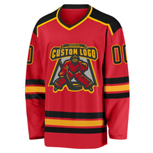 Load image into Gallery viewer, Custom Red Black-Gold Hockey Jersey