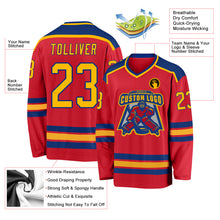 Load image into Gallery viewer, Custom Red Gold-Royal Hockey Jersey