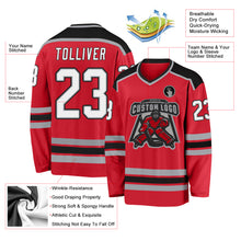 Load image into Gallery viewer, Custom Red White-Black Hockey Jersey