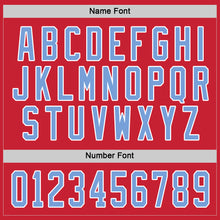 Load image into Gallery viewer, Custom Red Light Blue-White Hockey Jersey