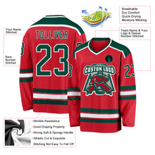Load image into Gallery viewer, Custom Red Green-White Hockey Jersey