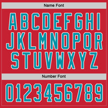 Load image into Gallery viewer, Custom Red Teal-White Hockey Jersey