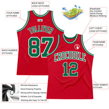 Load image into Gallery viewer, Custom Red Kelly Green-White Authentic Throwback Basketball Jersey