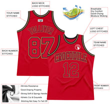 Load image into Gallery viewer, Custom Red Red Black-Old Gold Authentic Throwback Basketball Jersey