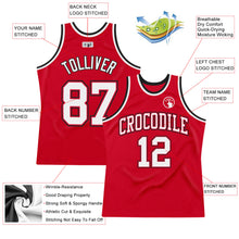 Load image into Gallery viewer, Custom Red White-Black Authentic Throwback Basketball Jersey