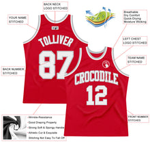 Load image into Gallery viewer, Custom Red White-Gray Authentic Throwback Basketball Jersey