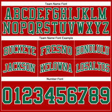 Load image into Gallery viewer, Custom Red Kelly Green-White Authentic Throwback Basketball Shorts