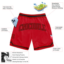 Load image into Gallery viewer, Custom Red Red-Black Authentic Throwback Basketball Shorts