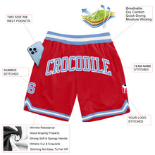 Load image into Gallery viewer, Custom Red Light Blue-White Authentic Throwback Basketball Shorts