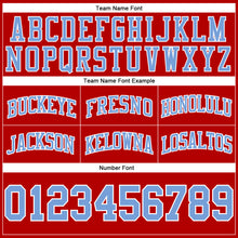 Load image into Gallery viewer, Custom Red Light Blue-White Authentic Throwback Basketball Shorts