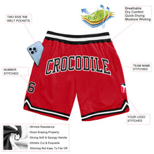 Load image into Gallery viewer, Custom Red Black-White Authentic Throwback Basketball Shorts