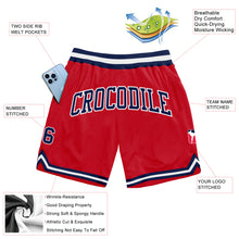 Load image into Gallery viewer, Custom Red Navy-White Authentic Throwback Basketball Shorts