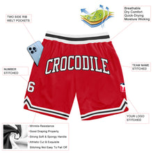Load image into Gallery viewer, Custom Red White-Black Authentic Throwback Basketball Shorts