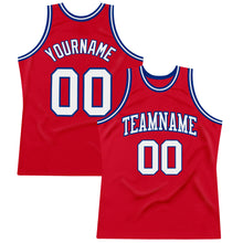 Load image into Gallery viewer, Custom Red White-Royal Authentic Throwback Basketball Jersey