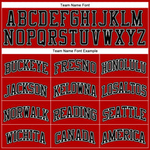 Load image into Gallery viewer, Custom Red Black Pinstripe Black-White Authentic Basketball Jersey