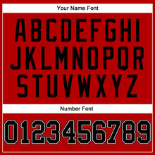 Load image into Gallery viewer, Custom Red Black Pinstripe Black-White Authentic Basketball Jersey