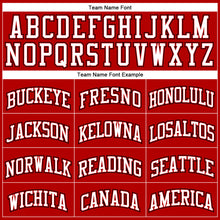 Load image into Gallery viewer, Custom Red Black Pinstripe White-Black Authentic Basketball Jersey