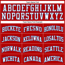 Load image into Gallery viewer, Custom Red White Pinstripe White-Royal Authentic Basketball Jersey