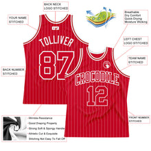 Load image into Gallery viewer, Custom Red White Pinstripe Red-White Authentic Basketball Jersey