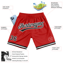 Load image into Gallery viewer, Custom Red Black-White Authentic Throwback Basketball Shorts