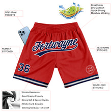 Load image into Gallery viewer, Custom Red Navy-White Authentic Throwback Basketball Shorts