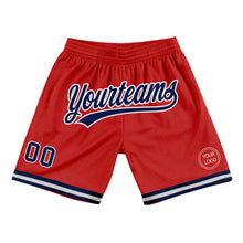 Load image into Gallery viewer, Custom Red Navy-White Authentic Throwback Basketball Shorts
