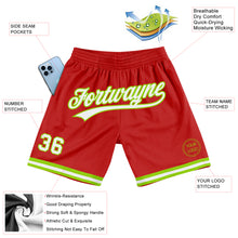 Load image into Gallery viewer, Custom Red White-Neon Green Authentic Throwback Basketball Shorts