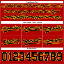 Load image into Gallery viewer, Custom Red Black-Gold Authentic Throwback Basketball Shorts