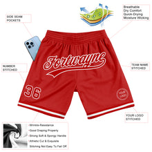 Load image into Gallery viewer, Custom Red White Authentic Throwback Basketball Shorts