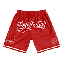 Load image into Gallery viewer, Custom Red White Authentic Throwback Basketball Shorts