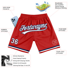 Load image into Gallery viewer, Custom Red White-Navy Authentic Throwback Basketball Shorts