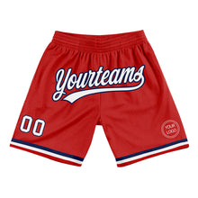 Load image into Gallery viewer, Custom Red White-Navy Authentic Throwback Basketball Shorts