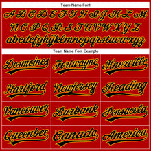 Load image into Gallery viewer, Custom Red Black Pinstripe Gold Authentic Baseball Jersey